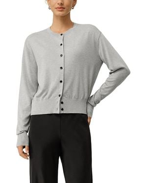 LILYSILK Round-Neck Silk Cashmere Cardigan - Gray