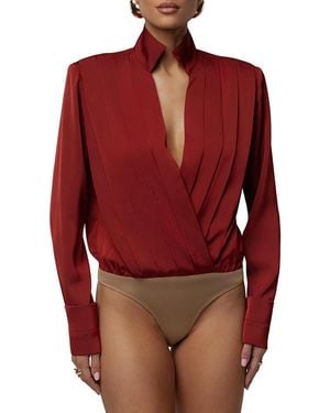 JLUXLABEL Visionary Pleated Bodysuit - Red