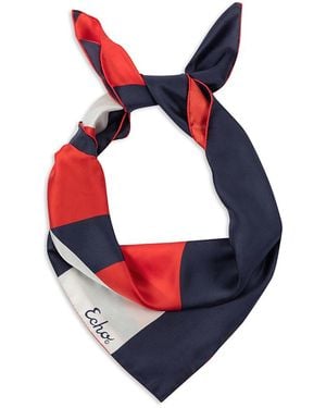Echo Curves Silk Square Scarf - Red