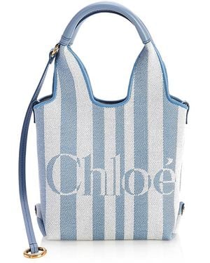 Chloé Stripey Canvas Tote - Blue