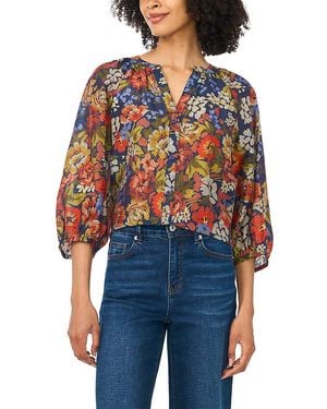 Vince Camuto Raglan Sleeve Button Down Blouse - Blue