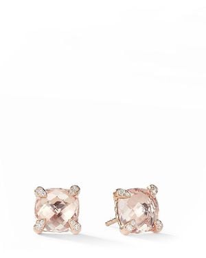 David Yurman Chatelaine Stud Earrings With Morganite & Diamonds - Pink