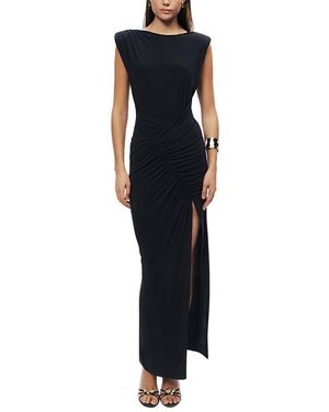 Nocturne Ruched Side-Slit Maxi Dress - Black