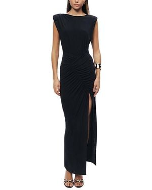 Nocturne Ruched Side-Slit Maxi Dress - Black