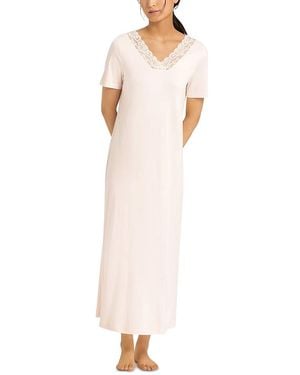 Hanro Moments Short Sleeve Long Gown - Pink