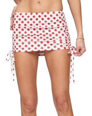 Edikted Zoe Polka Dot Drawstring Mini Skirt - Red