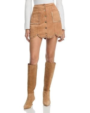 Aqua Faux Suede Mini Skirt - Natural