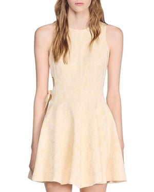 Sandro Short Floral Jacquard Dress - Natural