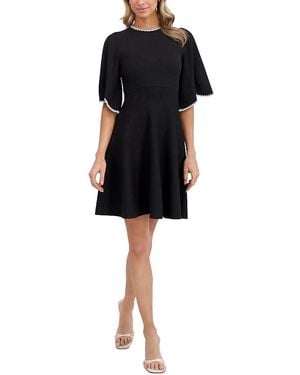 Ted Baker Flare Short Sleeve Round Neck Dress - Black
