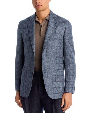 Vince Melange Windowpane Unstructured Slim Fit Sport Coat - Blue