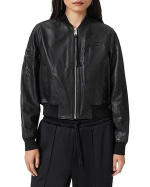 AllSaints X Williams F1 Racing Orten Leather Bomber Jacket - Black