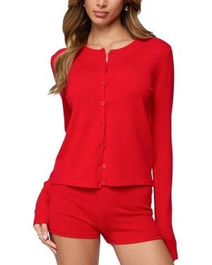 Edikted Maycee Button Up Knit Cardigan - Red