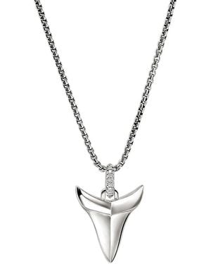 John Hardy Sterling Modern Talisman Diamond Shark Tooth Pendant Necklace, 22 - Metallic