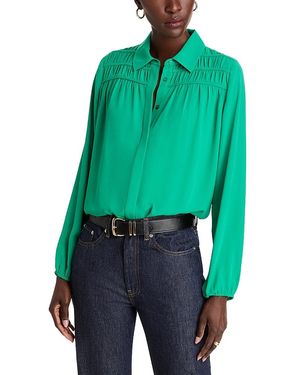 Tahari Long Sleeve Button Down Blouse - Green