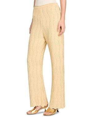 Sandro Rhinestone Knit Pants - Natural