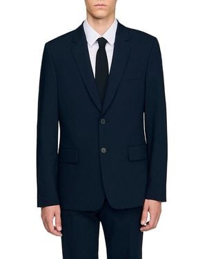 Sandro Wool Suit Jacket - Blue