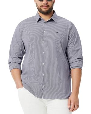 Lacoste Slim Fit Striped Stretch Poplin Shirt - Gray
