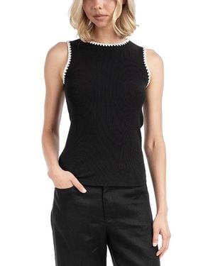 Elle Collection Contrast Embroidered Tank - Black