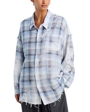 R13 Shredded Seam Drop Neck Shirt - Blue