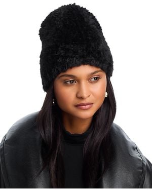 Echo Plush Faux Fur Beanie - Black