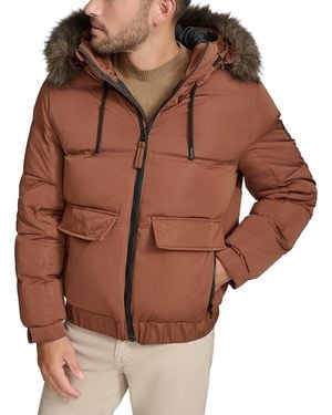 Andrew Marc Lithgow Bomber Jacket With Removable Hood - Brown
