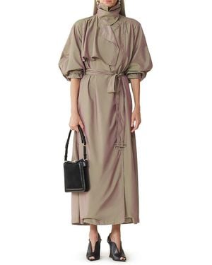 Lanvin Flowing Taffeta Trench Coat - Natural
