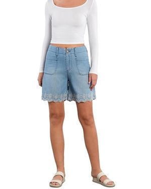 Billy T Embroidered Scallop Shorts - Blue