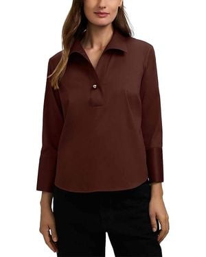 Foxcroft Catalina Sateen Popover Blouse - Purple