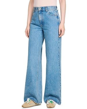 Sandro Samuel High Rise Wide Leg Jeans - Blue