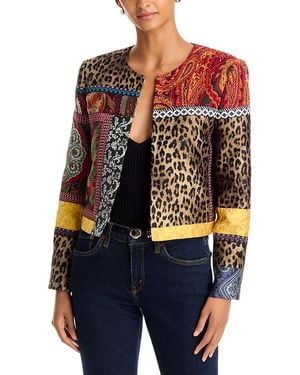 Alice + Olivia Kidman Mixed Media Collarless Jacket - Black