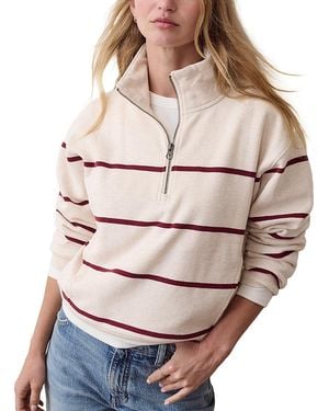 Marine Layer Cloud 9 Cotton Blend Fleece Half Zip Sweatshirt - Natural