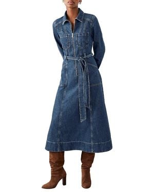 Mint Velvet Denim Belted Midi Shirt Dress - Blue