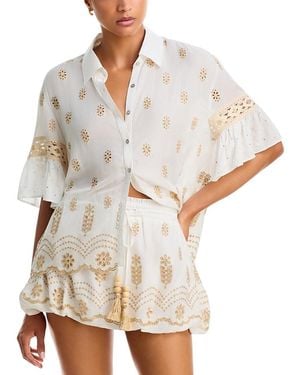Ramy Brook Ashlynn Eyelet Shirt Swim Cover-Up - White