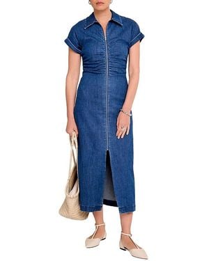 Mint Velvet Denim Classic Collar Midi Dress - Blue