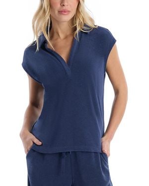 Wilt Crochet Trim Polo Top - Blue