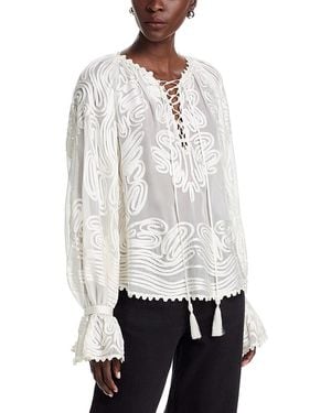 Kobi Halperin Florence Lace Up Blouse - White