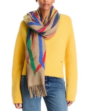 V. Fraas Punch Needle Swirl Scarf - Blue