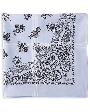 Prada Printed Batiste Scarf - Blue