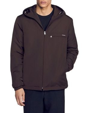 Sandro Orion Hooded Zip Up Jacket - Blue