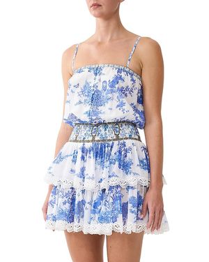 CAMILLA Cotton Smocked Waist Mini Dress - Blue