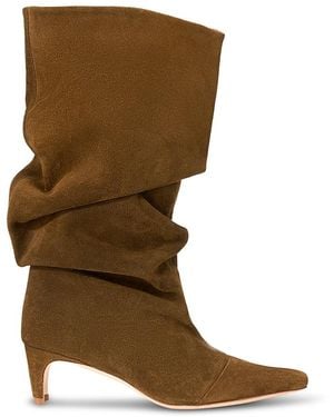 STAUD Wally Suede Slouch Boots - Brown