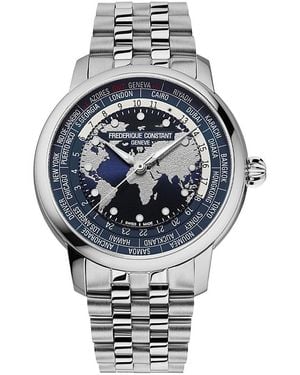 Frederique Constant Classic Worldtimer Manufacture Bracelet Watch, 40Mm - Gray