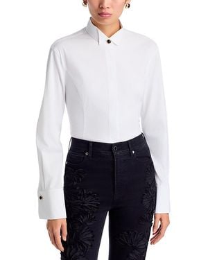Veronica Beard Clarke Stretch Cotton Poplin Tailored Shirt - White