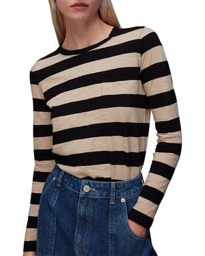 Whistles Cotton Striped Crewneck Top - Blue