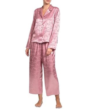 In Bloom Jacquard Long Sleeve Pyjama Set - Pink