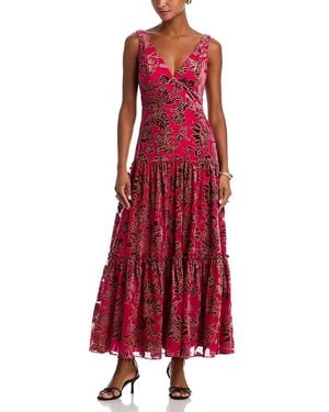 Aqua Velvet Burnout Guest Of Maxi Dress - Red