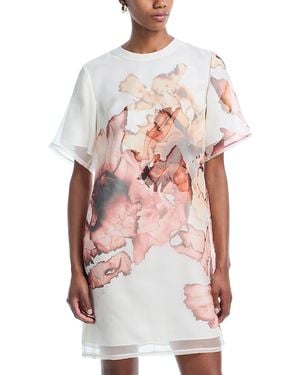 Jason Wu Multi Print Silk Organza Shift Dress - White