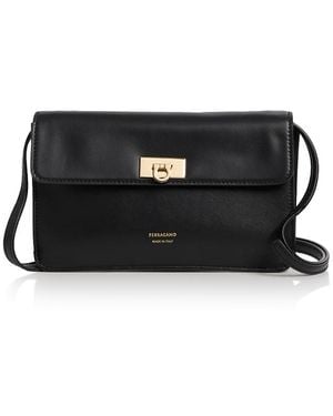 Ferragamo Harley Gancini Leather Wallet Crossbody Bag - Black