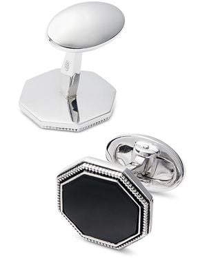Jan Leslie Octagon Sterling & Onyx Cufflinks - White