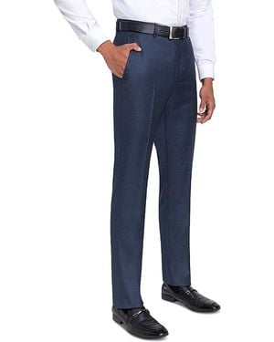 Santorelli Loro Piana Wool Regular Fit Dress Pants - Blue